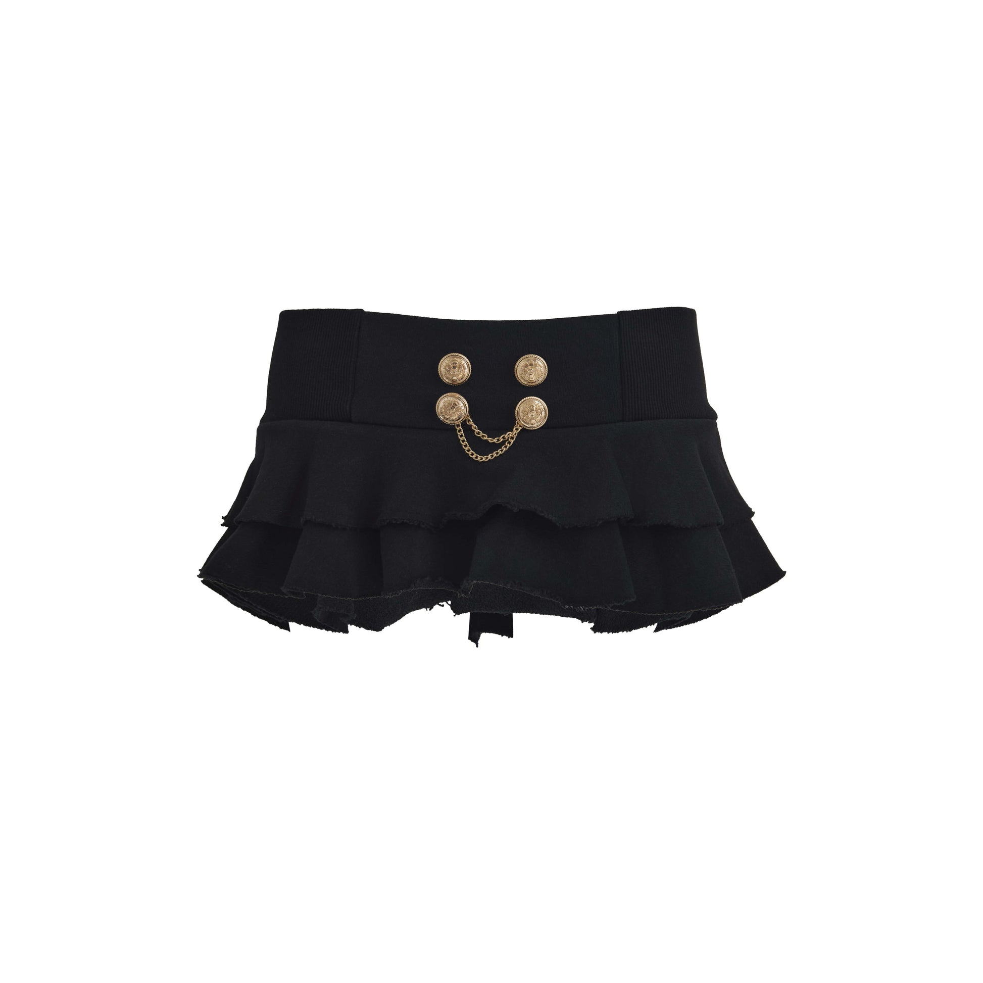 Gold chain damaged mini skirt (black)