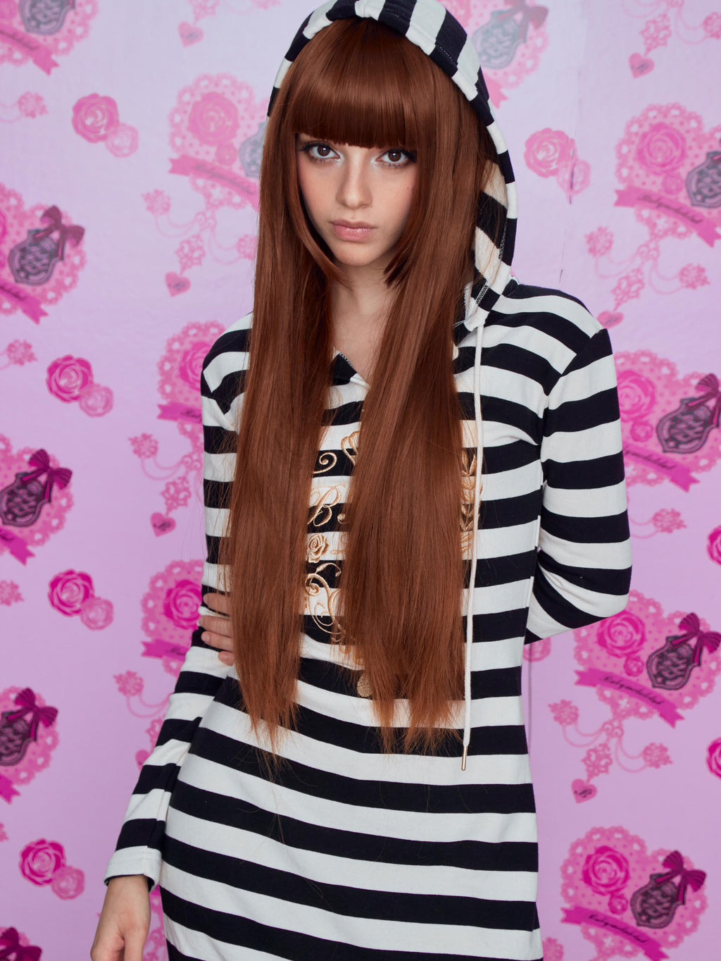 Candy gal hood long dress (black)