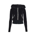 Glam fur velour hood zip up (black)