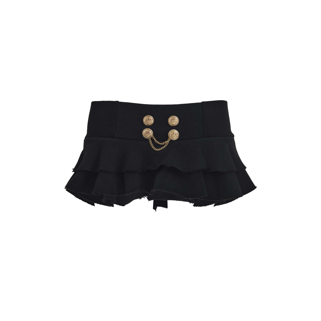 Gold chain damaged mini skirt (black)