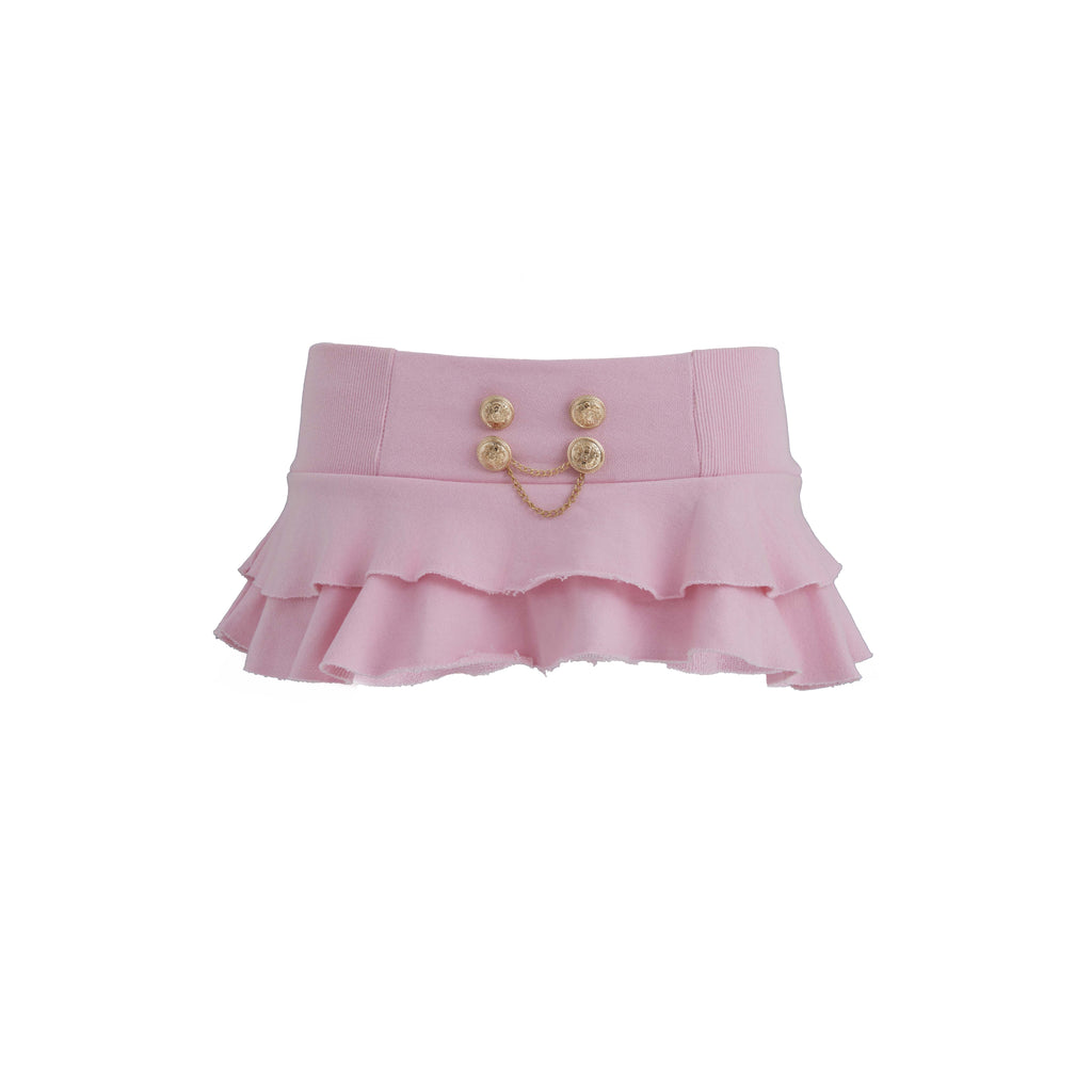 Gold chain damaged mini skirt (neon pink)