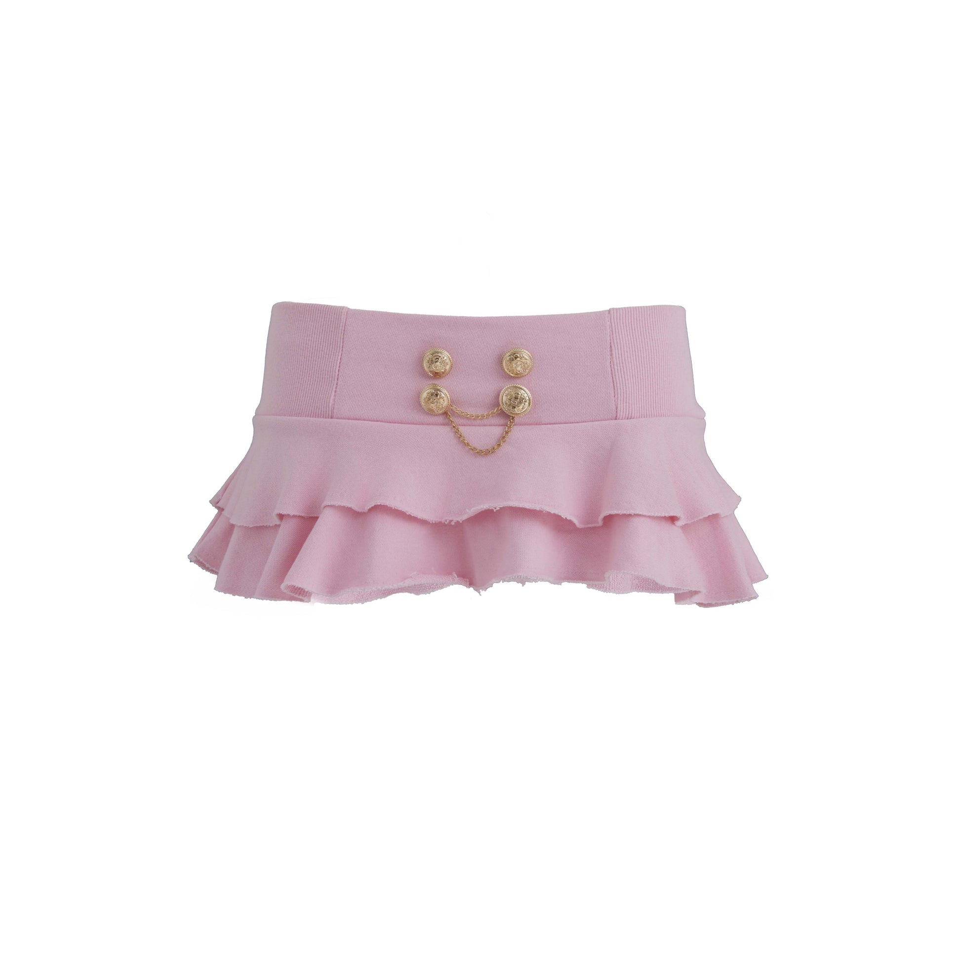 Gold chain damaged mini skirt (neon pink)