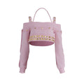 Gold studs damaged crop top (neon pink)