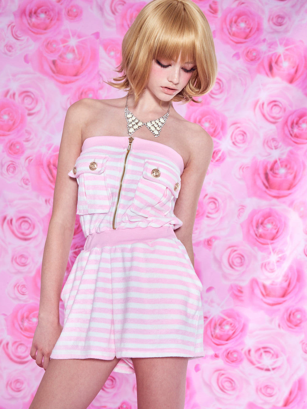 Marin gal romper (pink)
