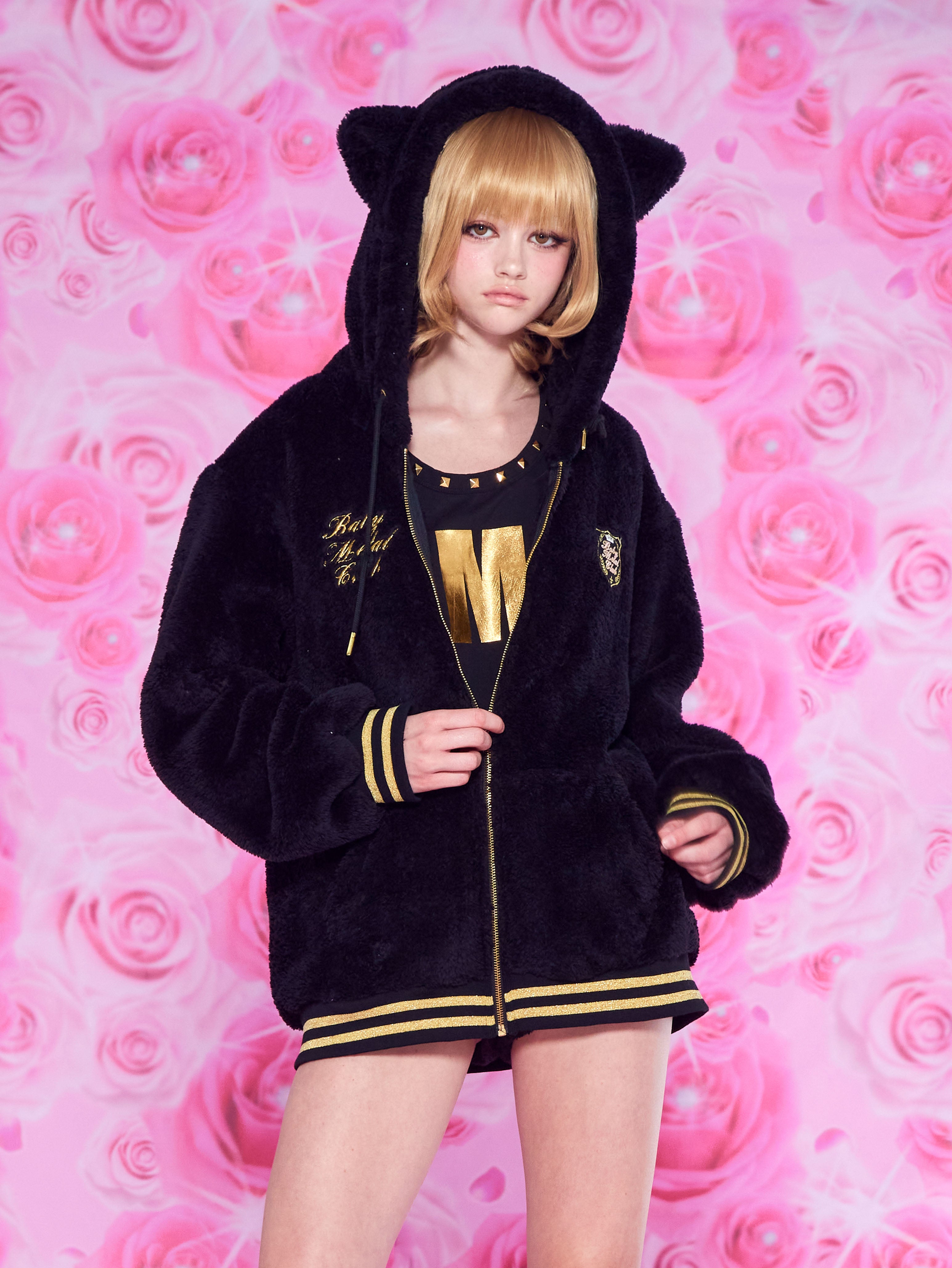 【予約商品】Marshmellow kitty fur jacket (black)