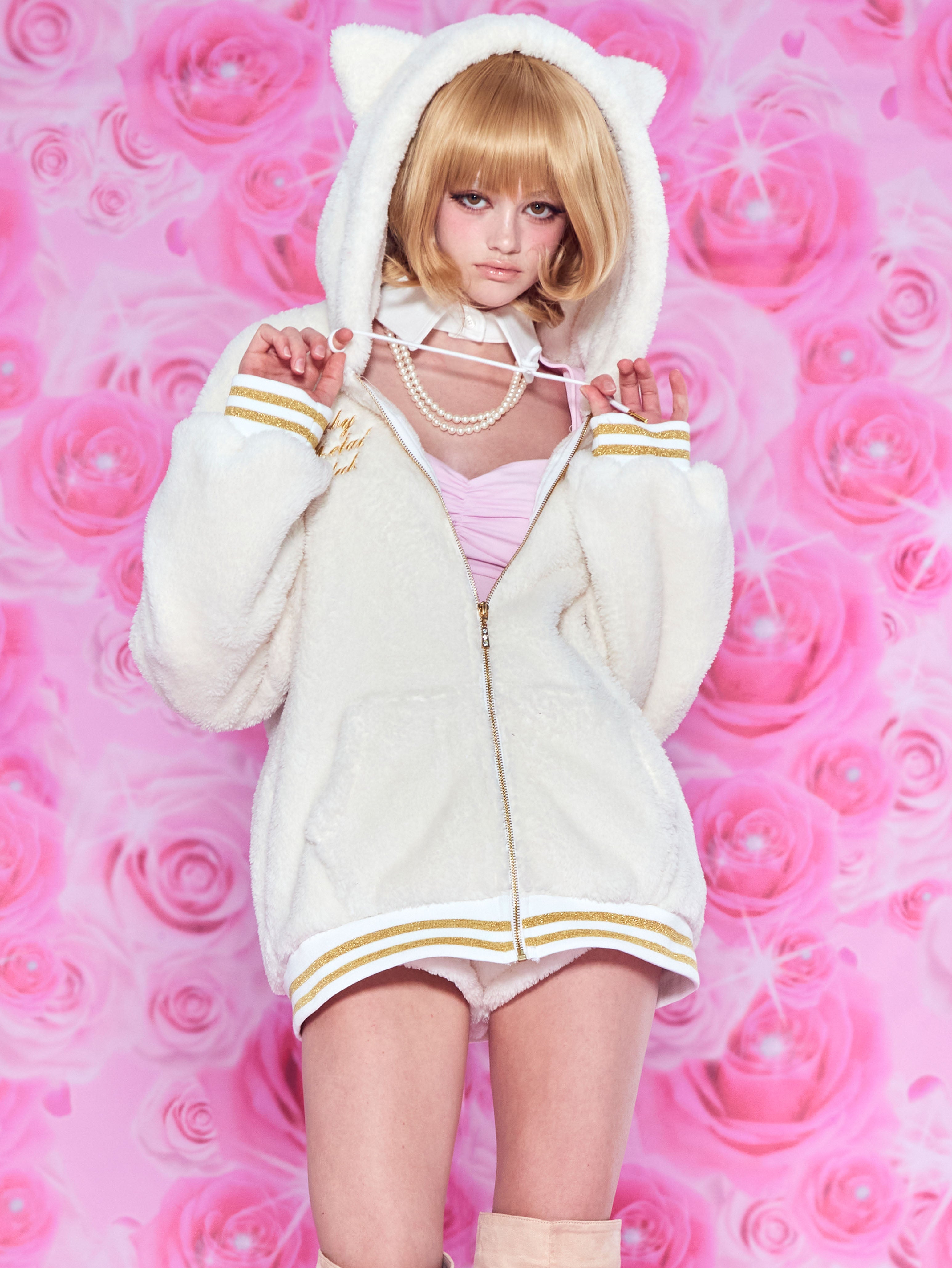 【予約商品】Marshmellow kitty fur jacket (ivory)