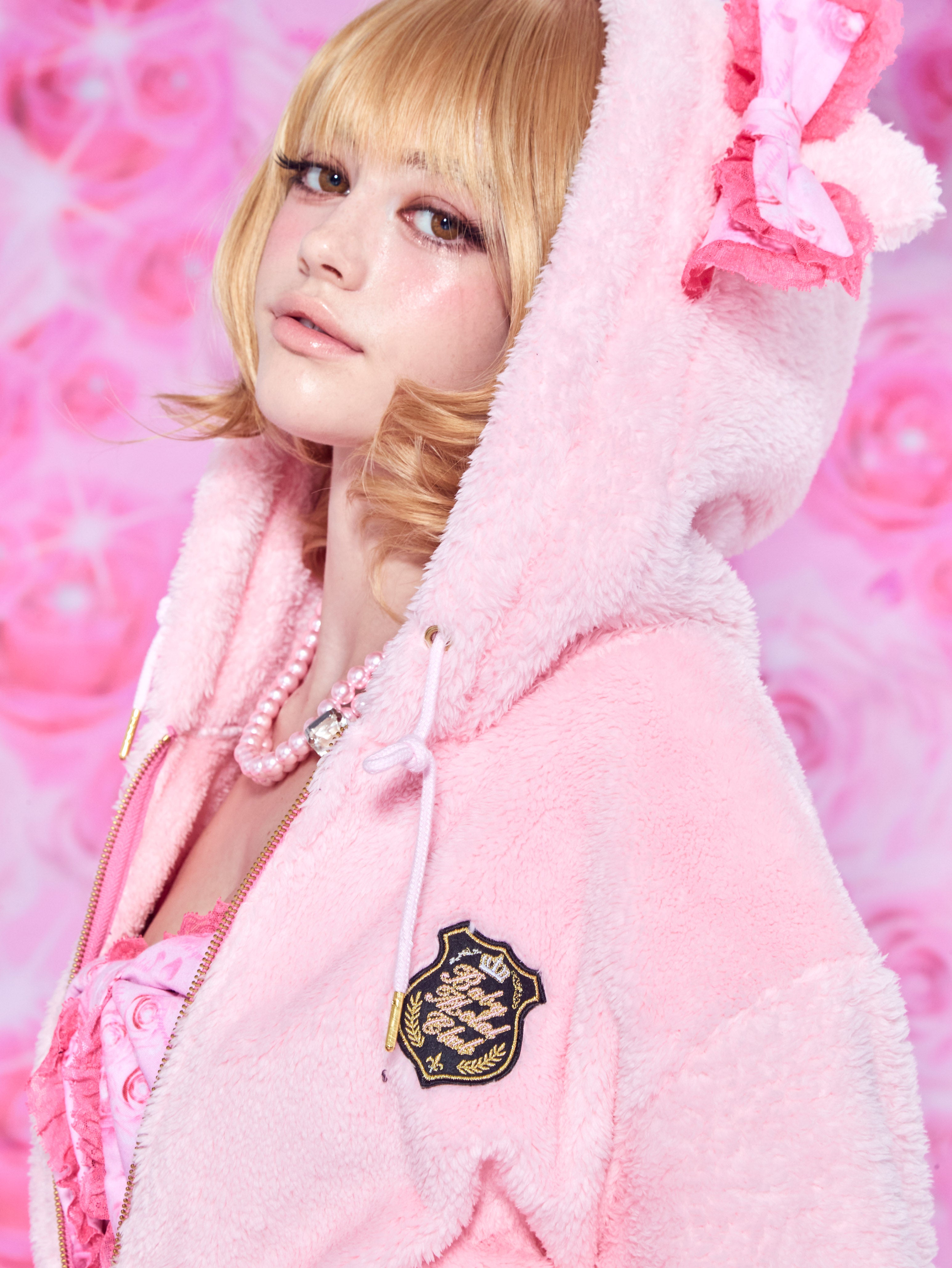 【予約商品】Marshmellow kitty fur jacket (pink)