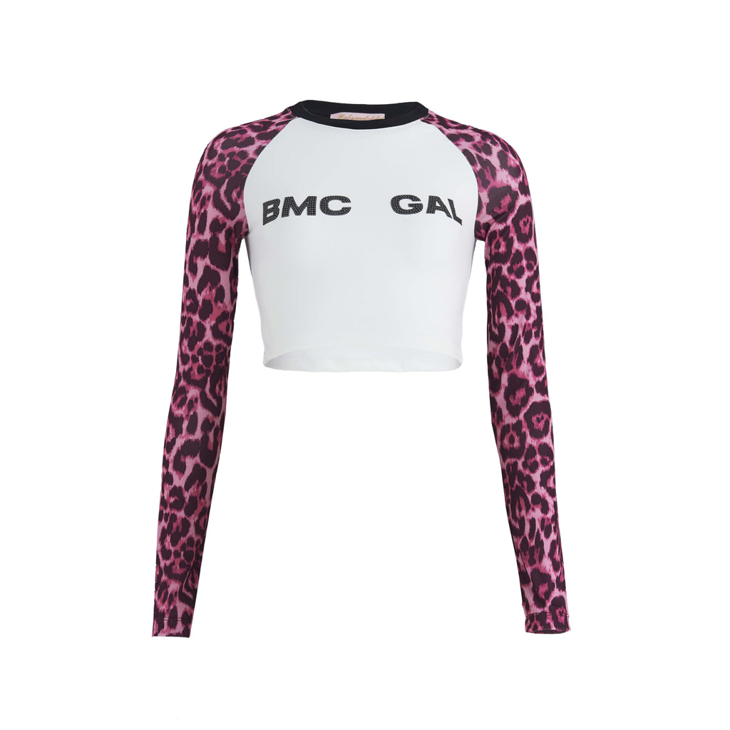 Pink leopard raglan t