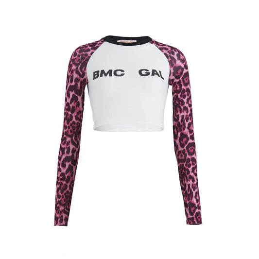 Pink leopard raglan t