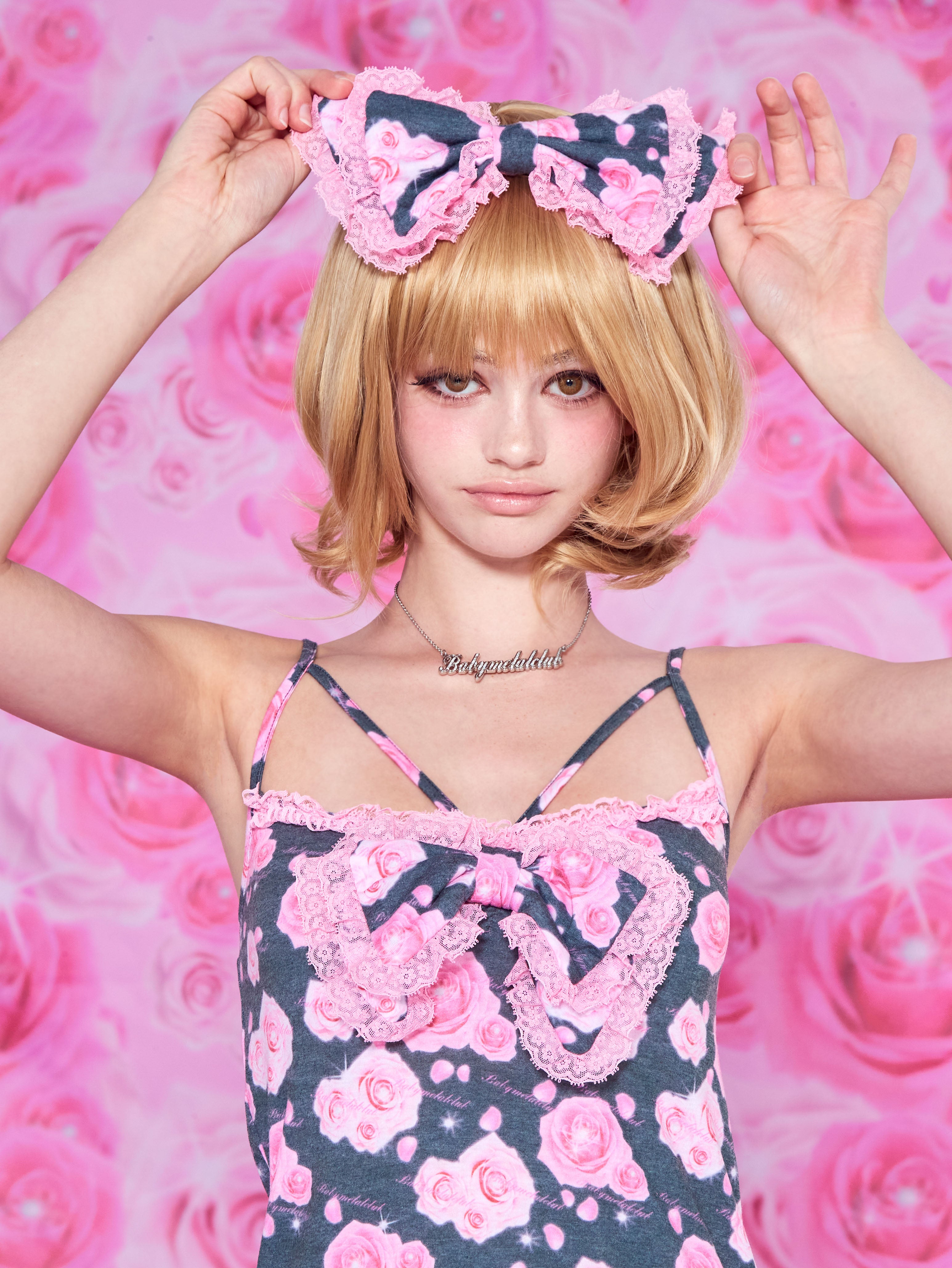 【予約商品】Rose bonbon ribbon hair clip (black)