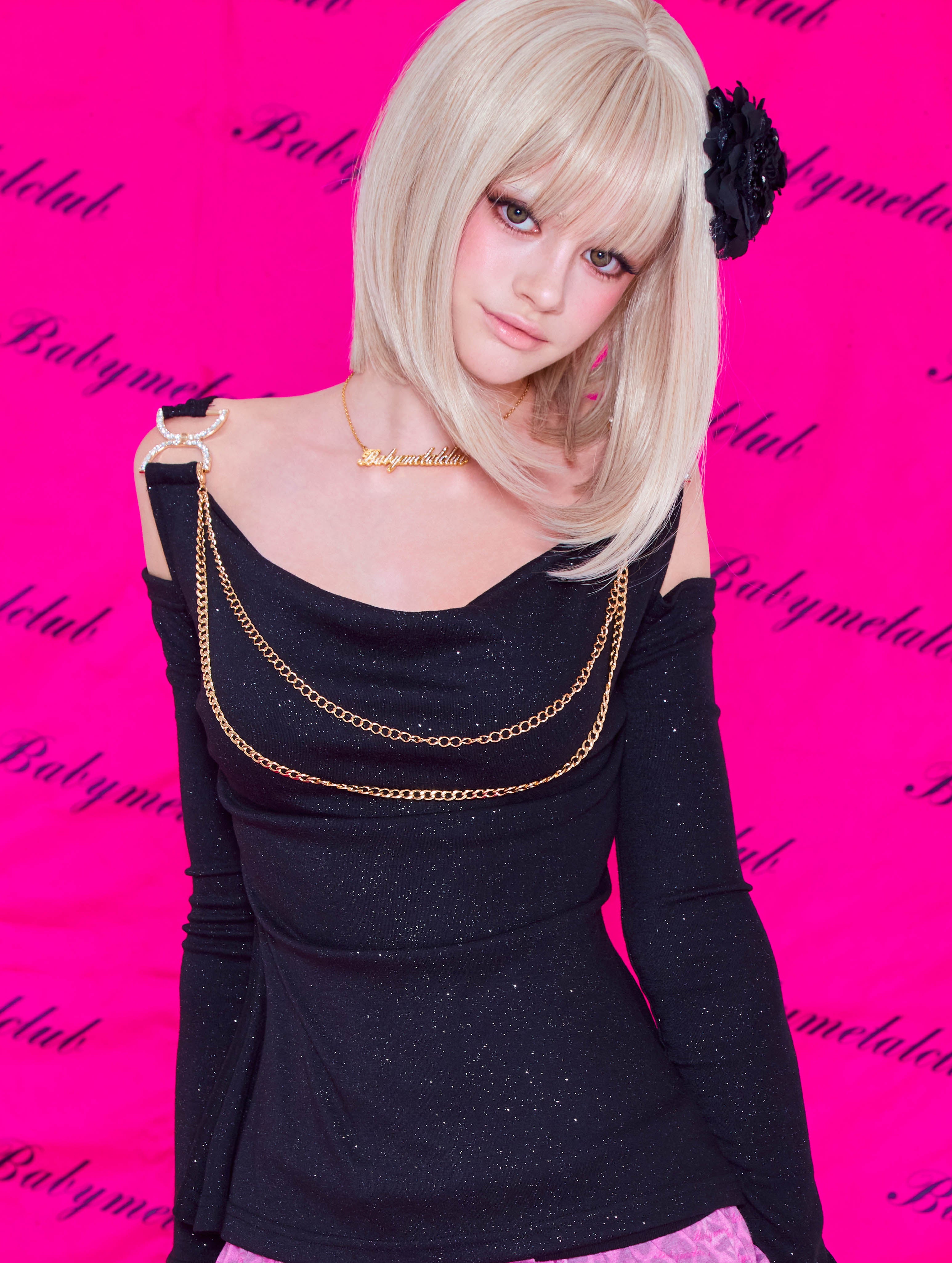 Shiny doll top (black)